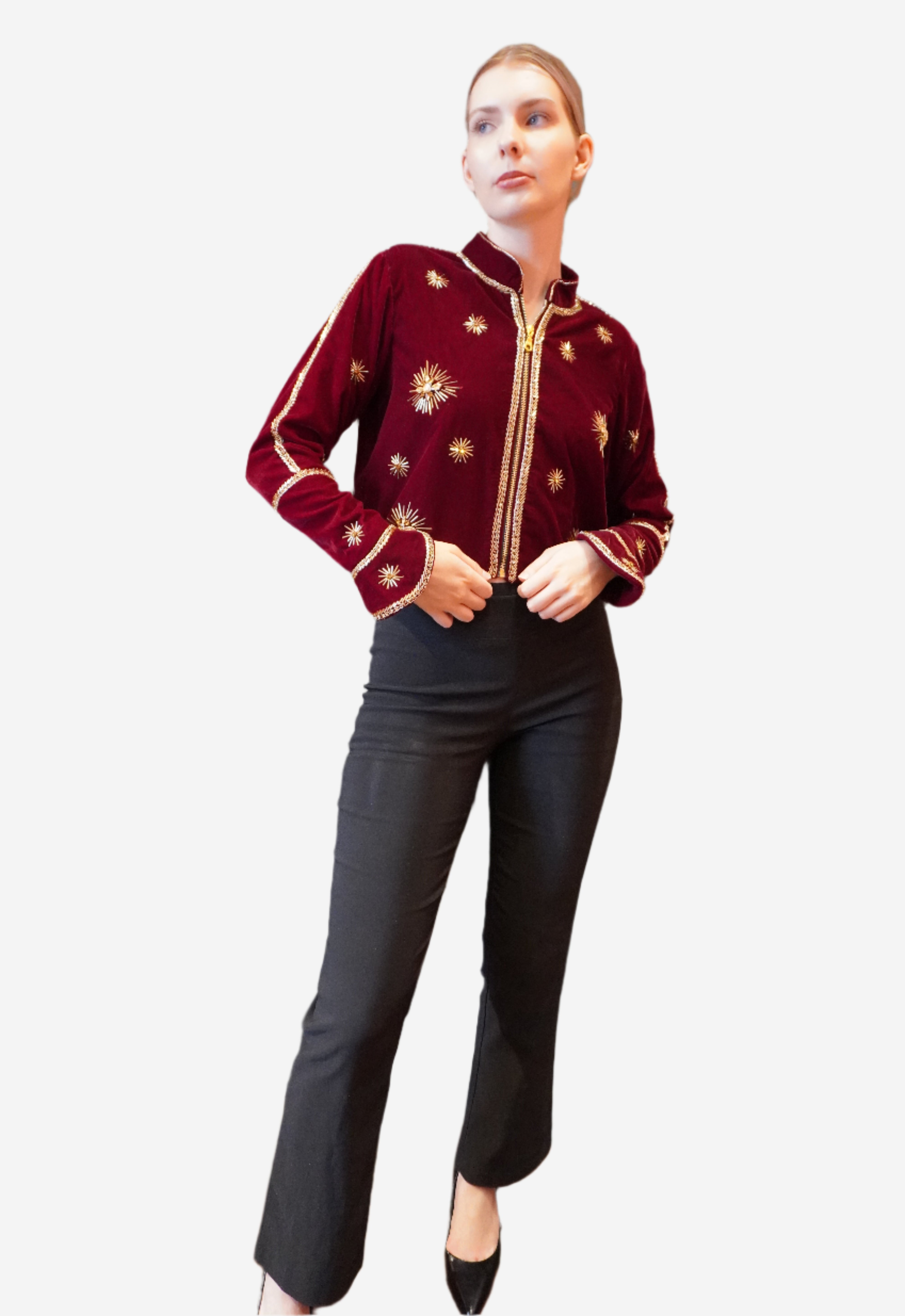 Noor wine Velvet Jacket