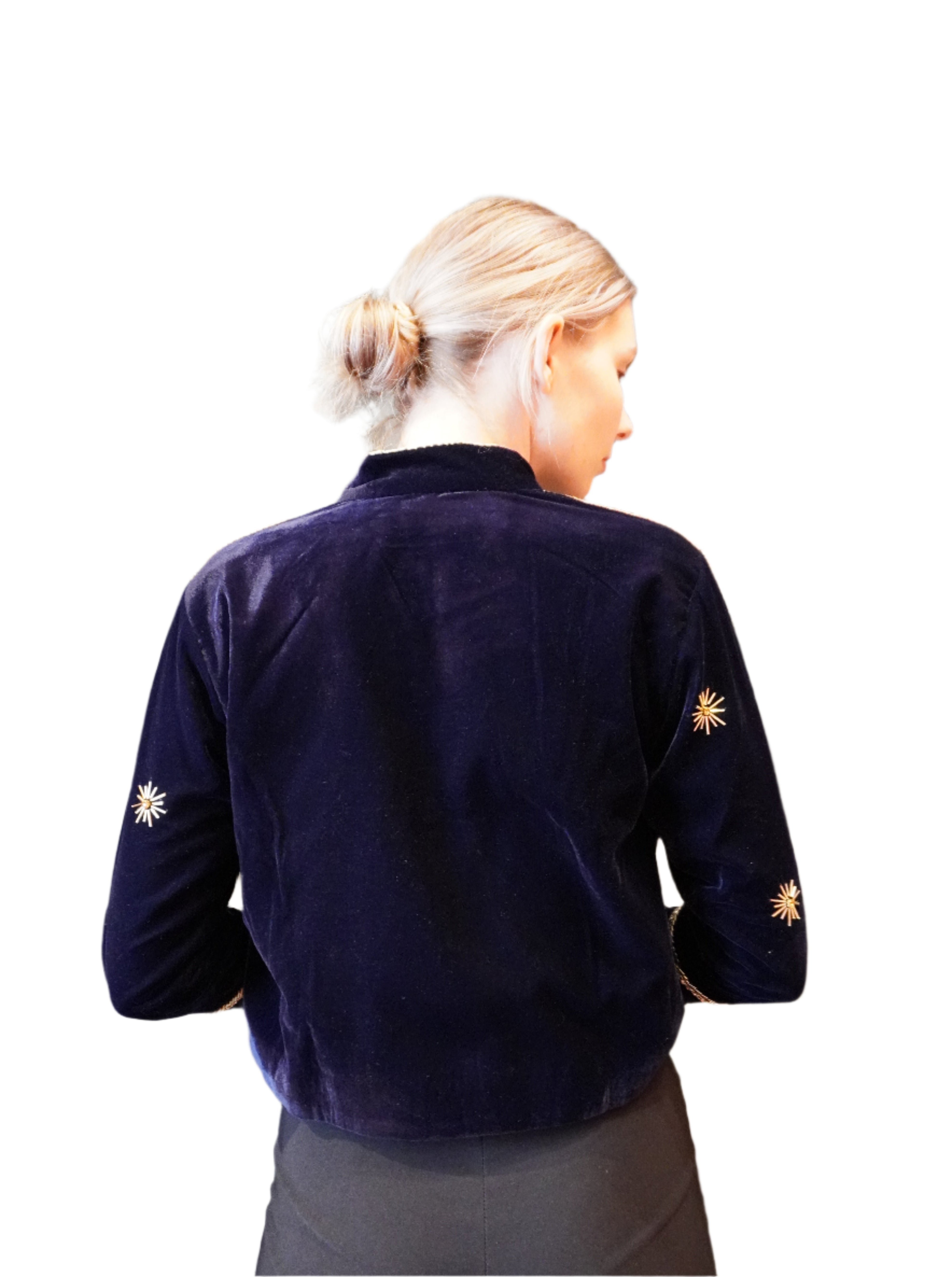 Noor Navy Velvet Jacket