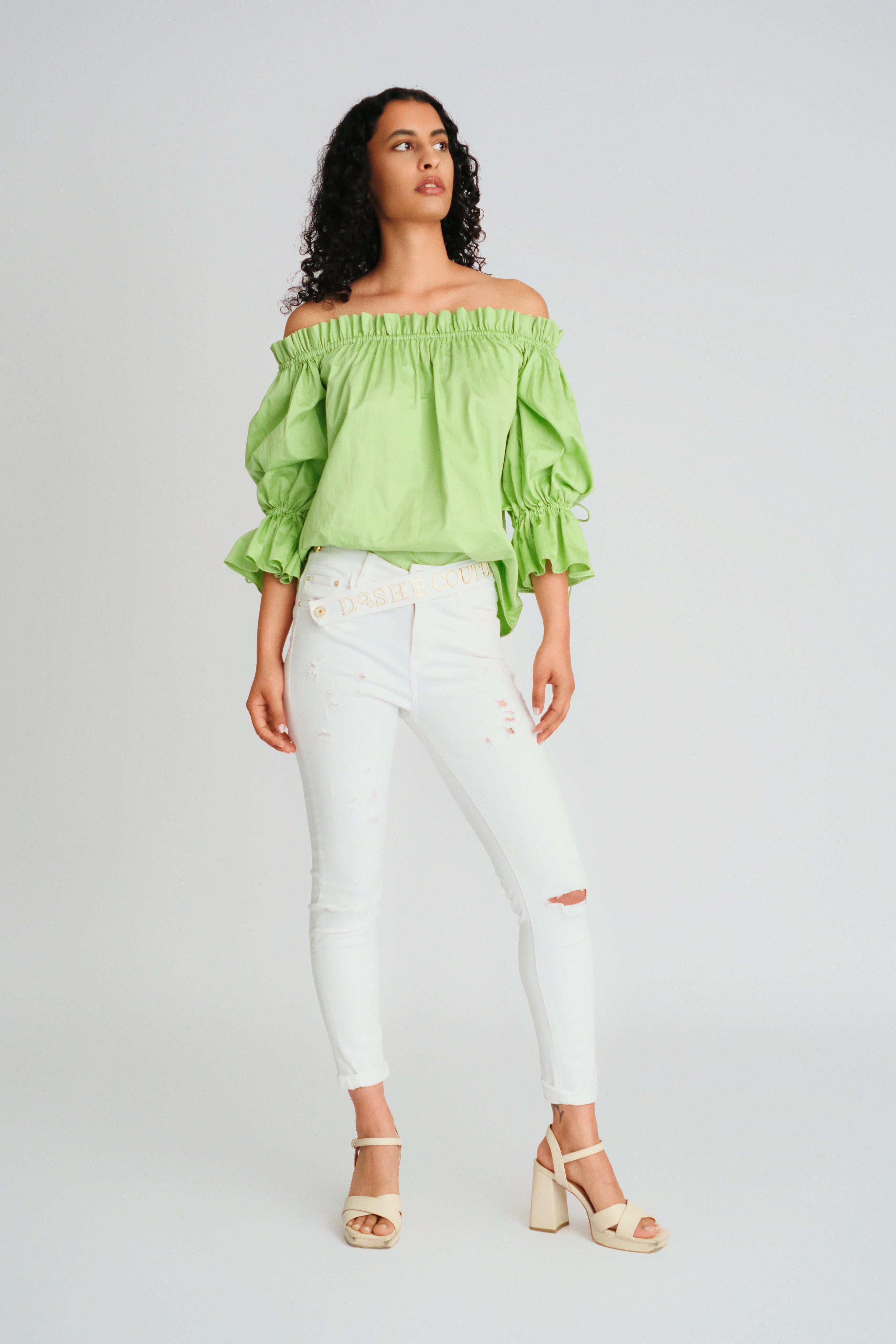 Green off Shoulder top