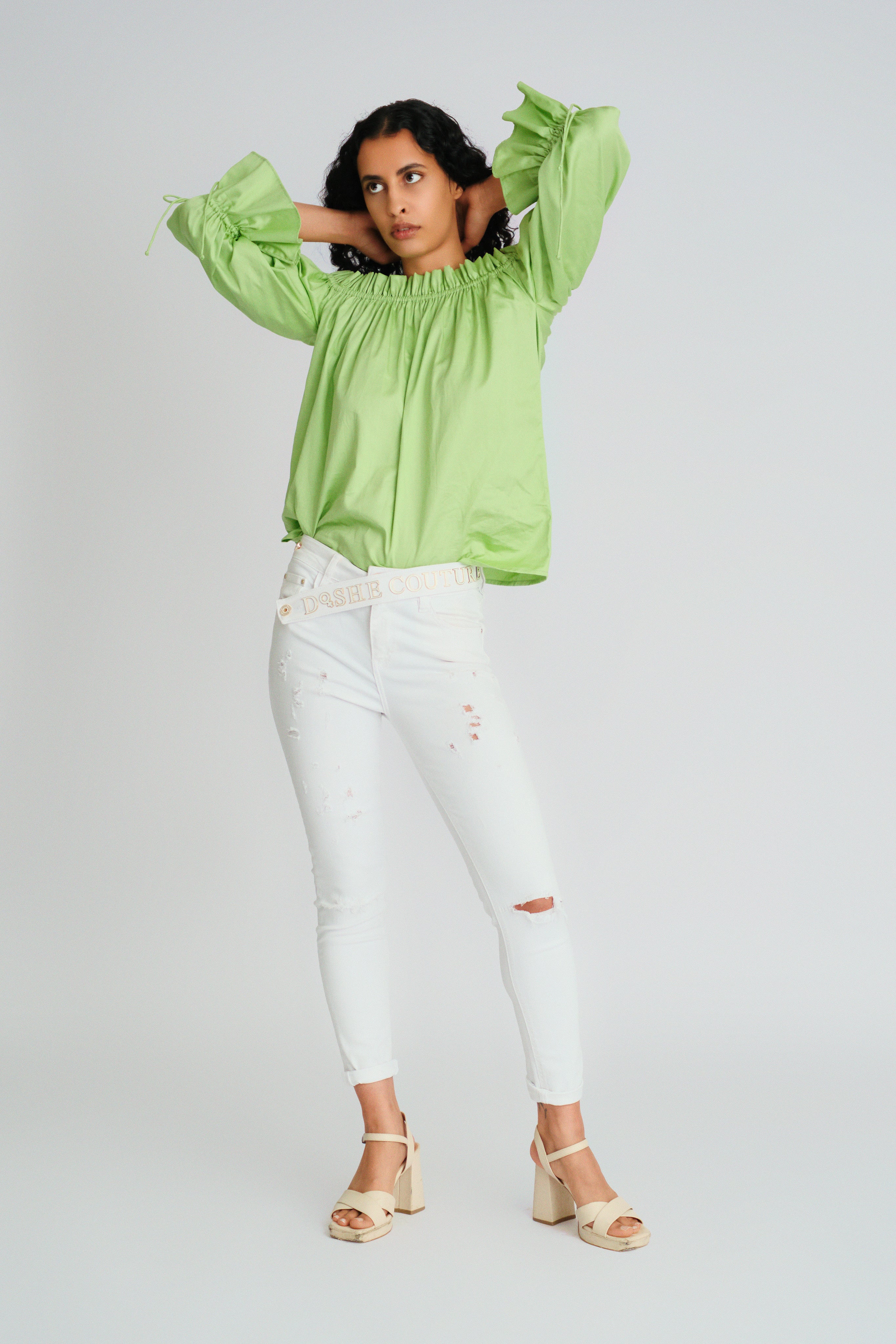 Green off Shoulder top