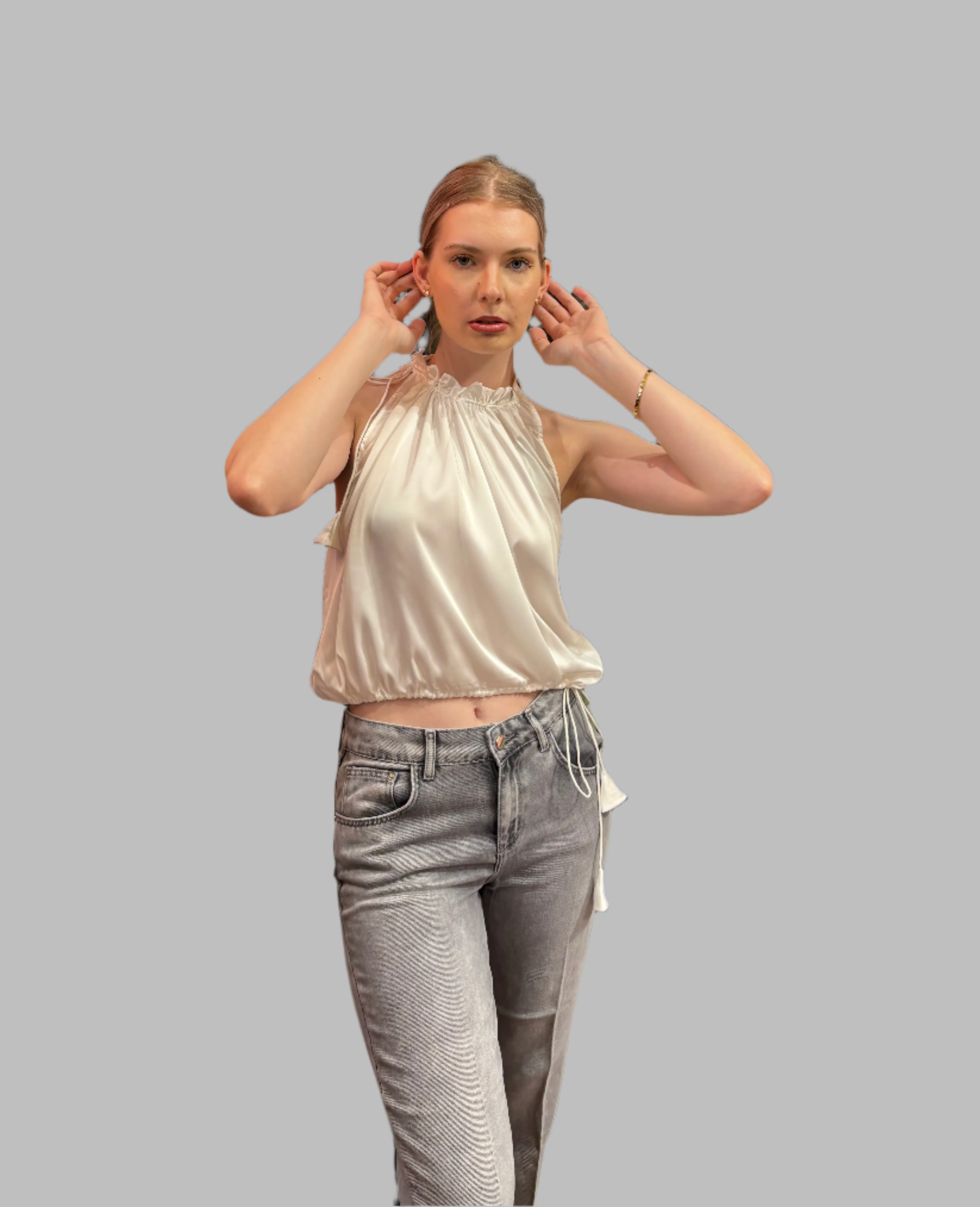 Minuit Cream Halter Top