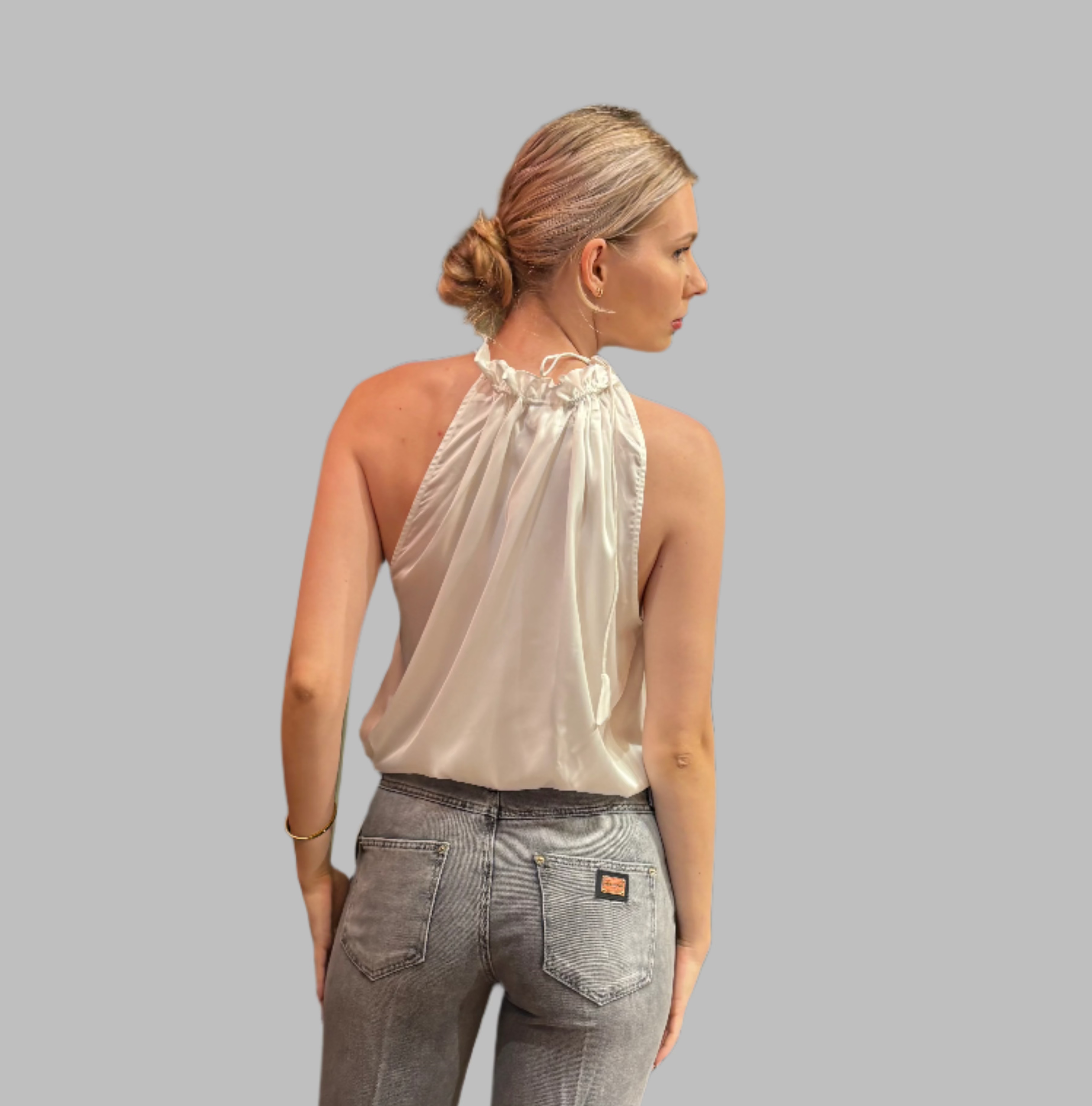 Minuit Cream Halter Top